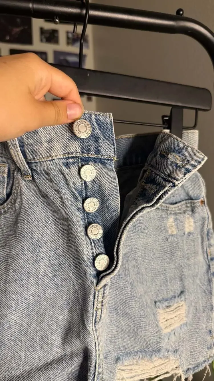 PacSun Button Fly High Rise Distressed Denim Shorts Light Wash Size XS